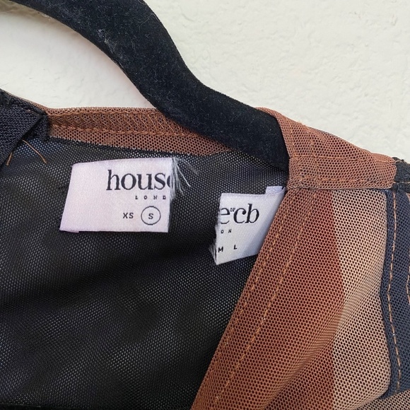 House of CB 'Cassidy' Brown Mesh‎ Printed Long Sleeve Midi Dress NWOT size S - Picture 7 of 13